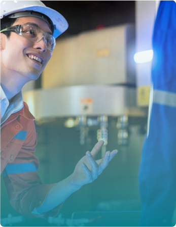 Professional man in industrial setting